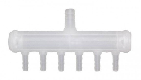 verdeelkraan 6 uitgangen 4/6mm wit