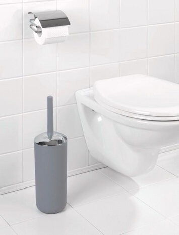 toiletborstelhouder Brazil 10 x 37 cm grijs 2-delig