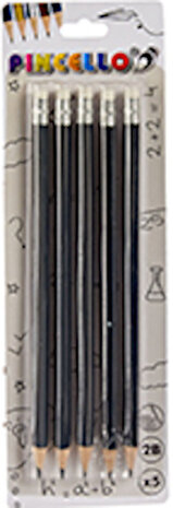 potlodenset hout/rubber zwart 5-delig