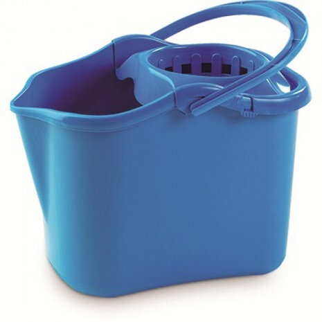 emmer met wringer rechthoek 13,5 liter 37 x 28 cm blauw