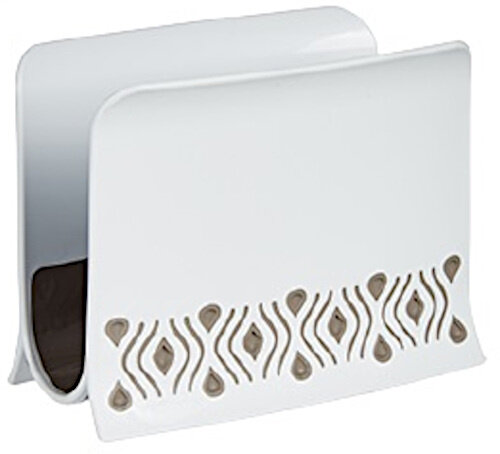 servethouder Tosca 15 x 8,8 x 11 cm wit/bruin