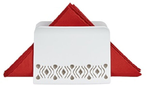 servethouder Tosca 15 x 8,8 x 11 cm wit/bruin