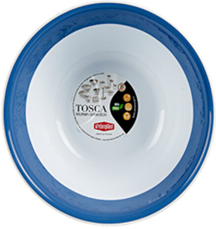 kom Tosca 19 x 19 x 9 cm wit/blauw