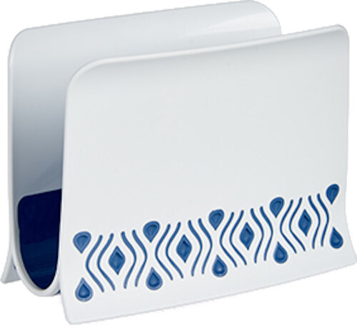 servethouder Tosca 15 x 8,8 x 11 cm wit/blauw