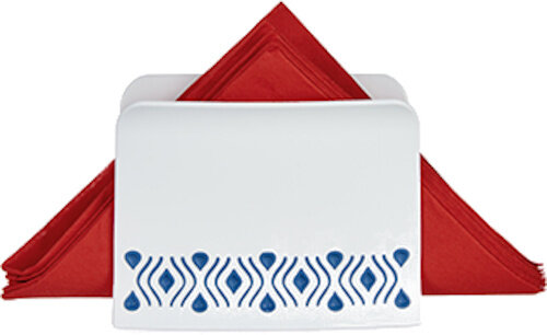 servethouder Tosca 15 x 8,8 x 11 cm wit/blauw