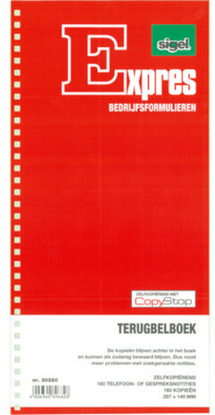 terugbelboek 29,7 x 14 cm papier rood 320 vel