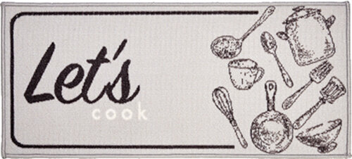 deurmat Let&#039;s Cook 90 x 40 cm polyamide grijs/zwart