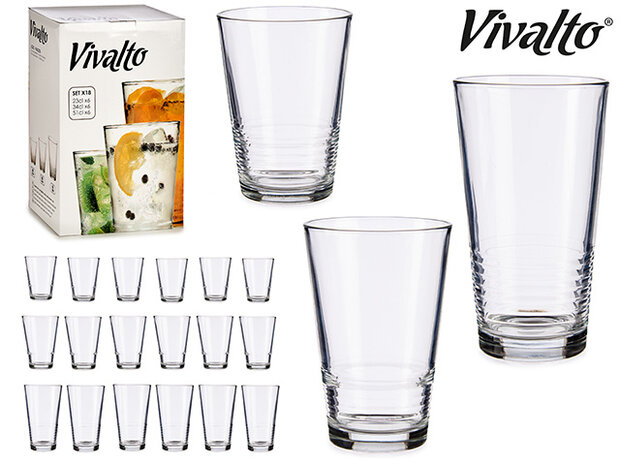 drinkglazenset glas transparant 18-delig