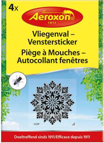 vliegenval raamsticker transparant/zwart/grijs 4 stuks