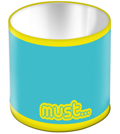 pennenbak junior 10 x 11 cm staal turquoise/geel