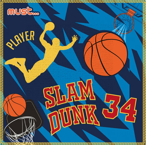 handdoek Slam Dunk junior 30 x 30 cm katoen blauw/oranje