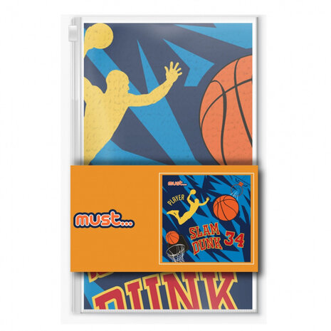 handdoek Slam Dunk junior 30 x 30 cm katoen blauw/oranje