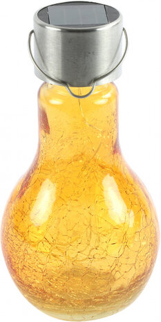 hanglamp solar led Alicia 9 x 17,5 cm glas oranje
