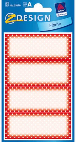 huishoudetiket Z-design 35 x 70 mm papier rood 12 stuks