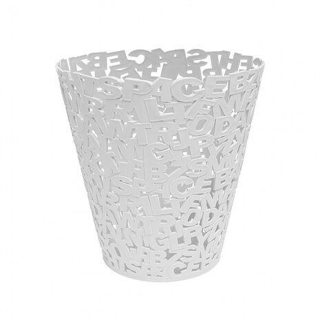 prullenbak letters 18 liter 30 x 28,5 cm wit