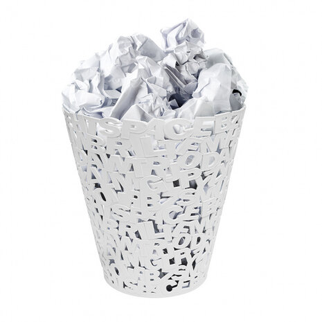 prullenbak letters 18 liter 30 x 28,5 cm wit