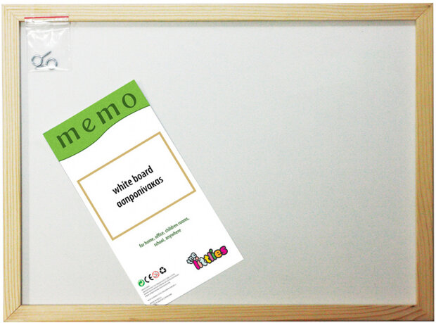 whiteboard Memo 90 x 60 cm hout wit/bruin 3-delig
