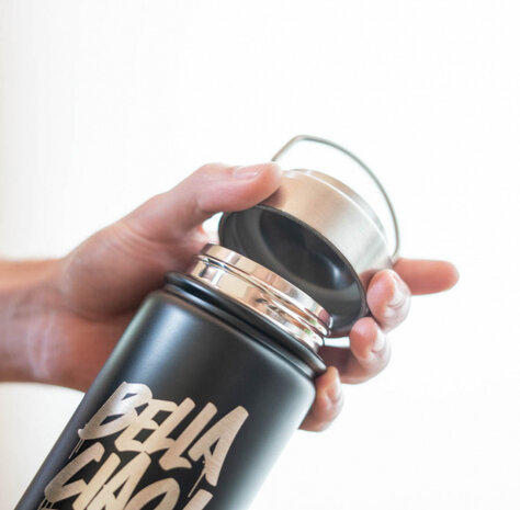 drinkfles Bella Ciao! 550 ml 7,5 x 21 cm RVS zwart
