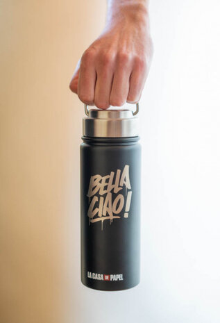 drinkfles Bella Ciao! 550 ml 7,5 x 21 cm RVS zwart
