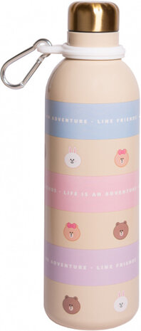 drinkfles Line Friends 500 ml 7 x 25 cm RVS beige