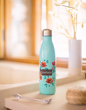 drinkfles Frida Kahlo 500 ml 7 x 28 cm RVS mintgroen