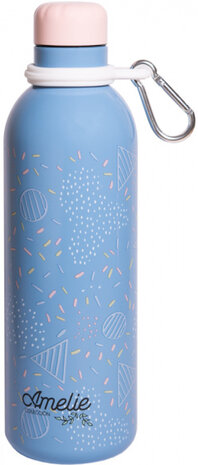 drinkfles Amelie 500 ml 7 x 25 cm RVS blauw