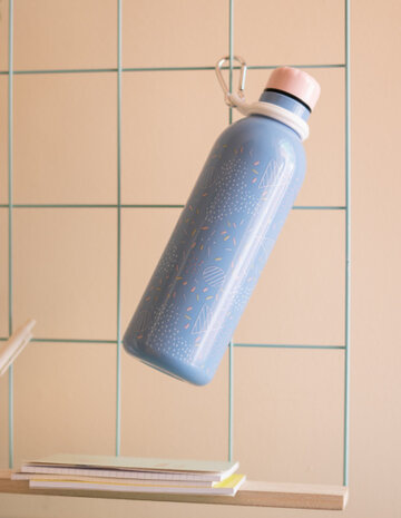 drinkfles Amelie 500 ml 7 x 25 cm RVS blauw