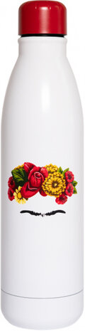 drinkfles Frida Kahlo 500 ml 7 x 25 cm RVS wit