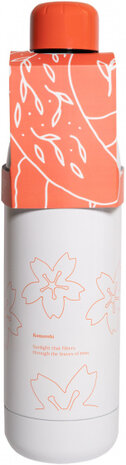 drinkfles Miss Haiku 500 ml 7 x 25 cm RVS wit/oranje