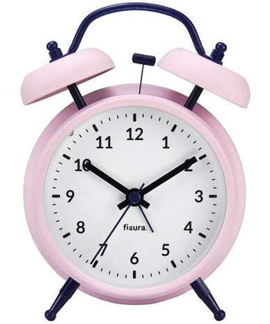 wekker Retro 16 x 5,5 x 11,5 cm staal roze/blauw