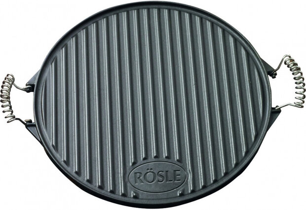 grillplaat rond 52 x 40 cm gietijzer zwart