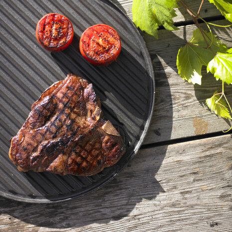 grillplaat rond 52 x 40 cm gietijzer zwart