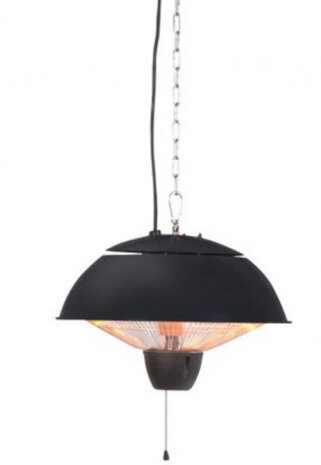 terrasverwarmer hangend 1500W 42,5 x 30 cm staal zwart