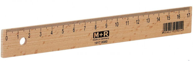 liniaal 17 cm hout/staal bruin