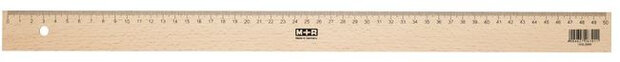 liniaal 50 cm hout/staal bruin