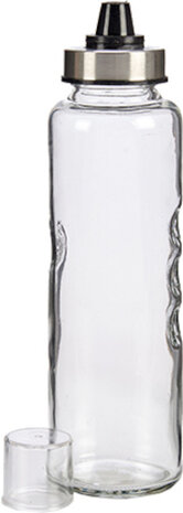 drinkfles 500 ml glas/staal transparant/zilver