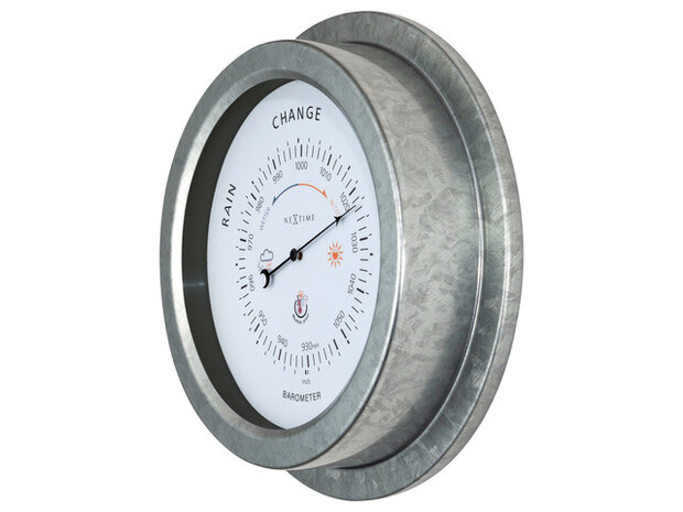 barometer Orchid 22 cm staal grijs/wit