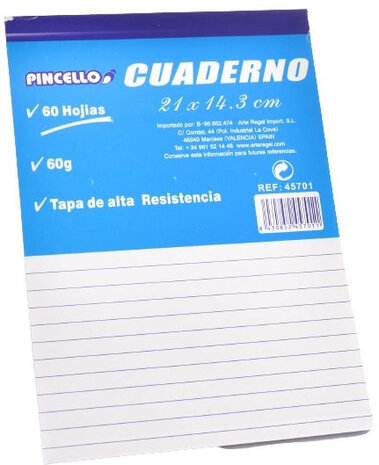 schrijfblok A5 softcover lijnen blauw/wit 60 pagina&#039;s
