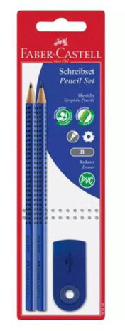 schrijfset Grip 2001 B hout blauw 3-delig