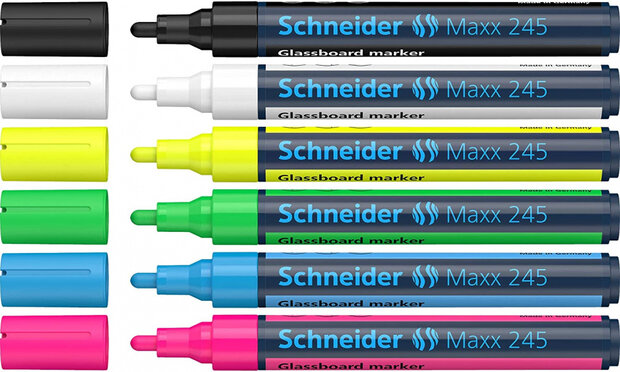 glasbordmarkerset Maxx 245 2-3 mm 12 cm 6-delig