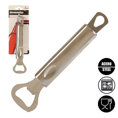 flesopener 18 cm RVS zilver