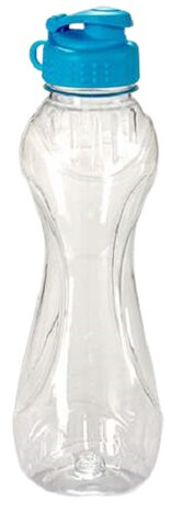 drinkfles 8 x 25 cm blauw/transparant 0,6 liter