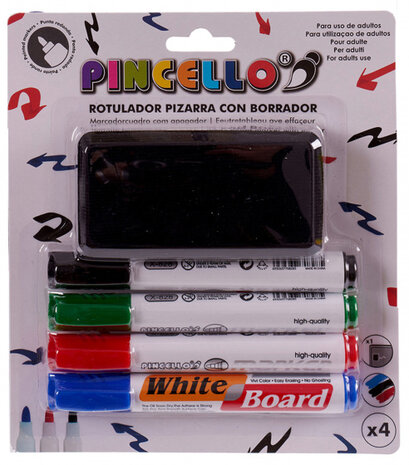 whiteboardmarker 17 cm zwart/blauw/rood/groen 5-delig