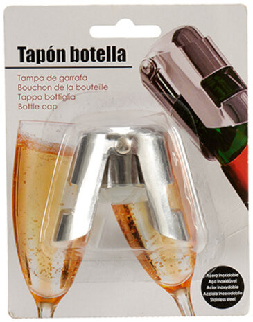 champagnestopper 11 x 4,2 x 14 cm RVS zilver
