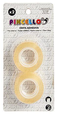 plakband 1,8 cm x 27 m transparant/geel 2-delig