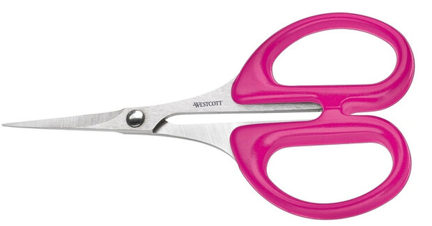 silhouetschaar 10 cm RVS zilver/roze