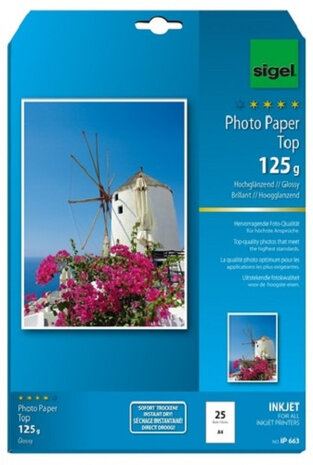fotopapier Inkjet A4 125 gram wit 25 vellen