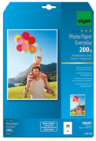 fotopapier Inkjet glans A4 200 gram wit 20 vellen