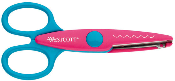 figuurschaar boogjes 14 cm staal roze/blauw