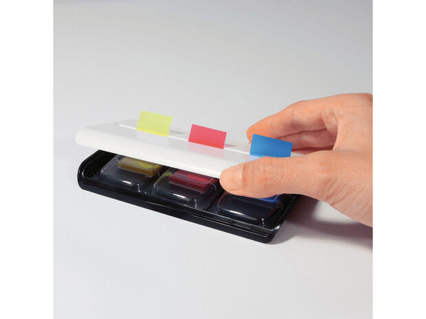 indexstrookjes dispenser Eye Style 13,5 cm wit/zwart